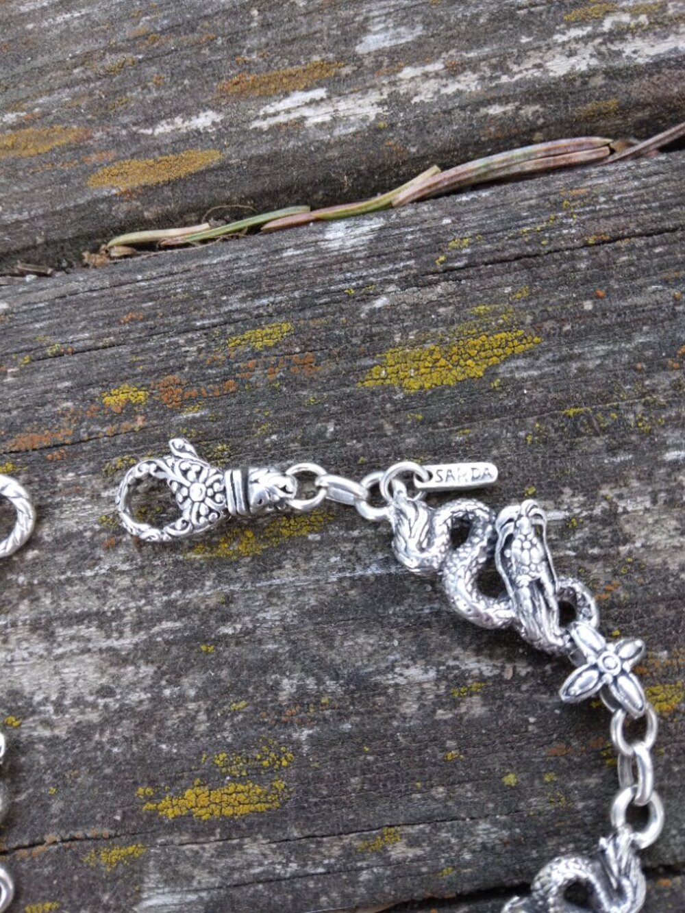 Artisan of Bali Sterling Silver Dragon Link Bracelet 7.5 Inches Adjustable - Picture 5 of 13